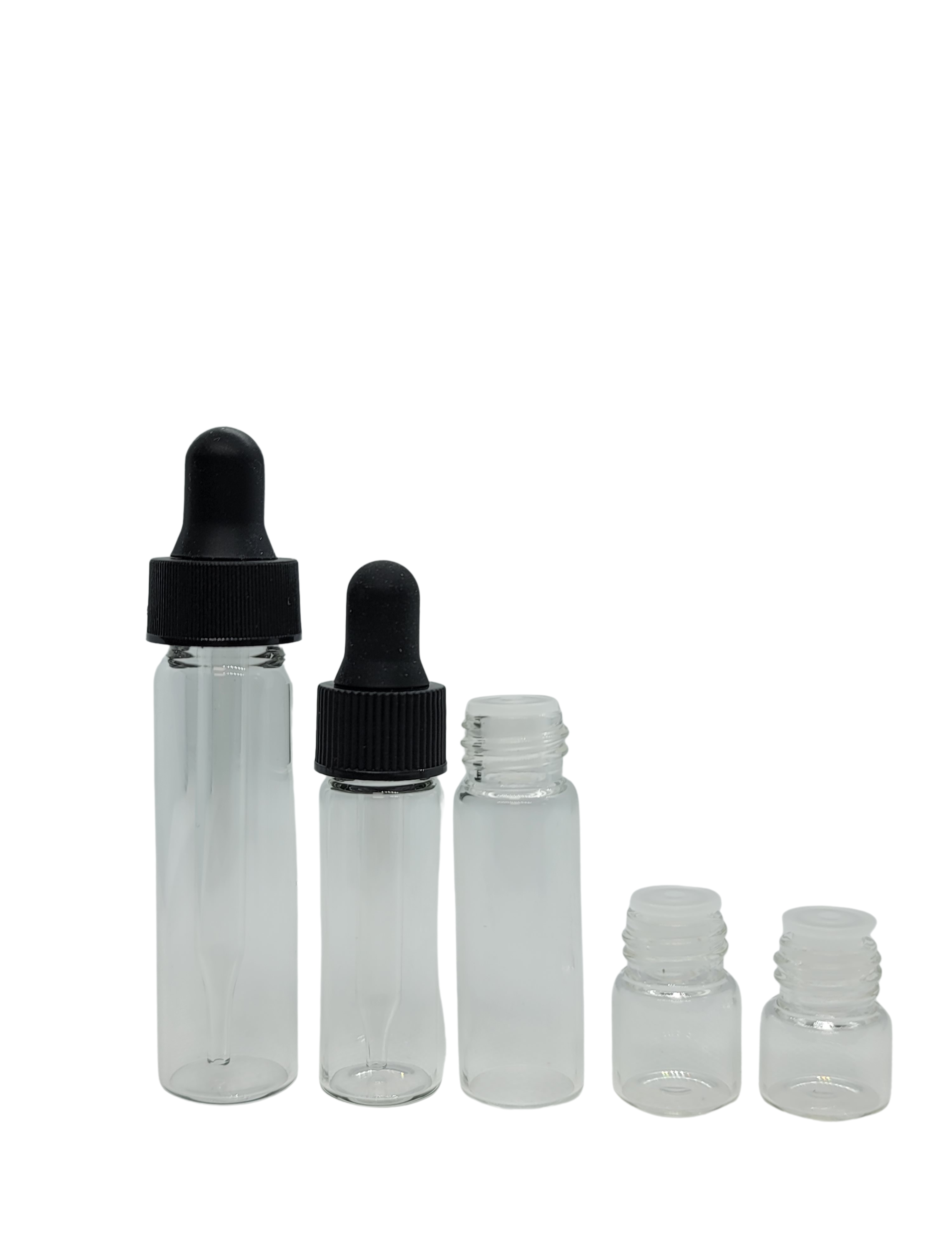 Clear Glass Vials With Black Cap - Hemkund Remedies INC.