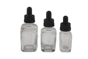 Square Glass Bottles w/ Black glass droppers