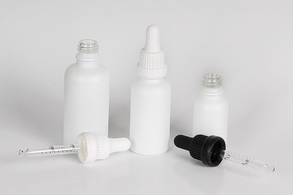White frosted glass bottle
