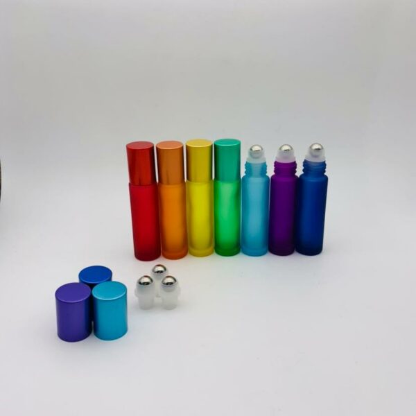 Rainbow roll on glass bottle