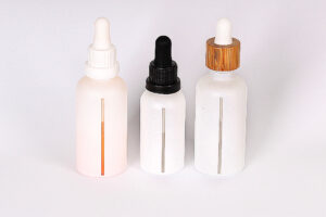 Matte white glass dropper bottles