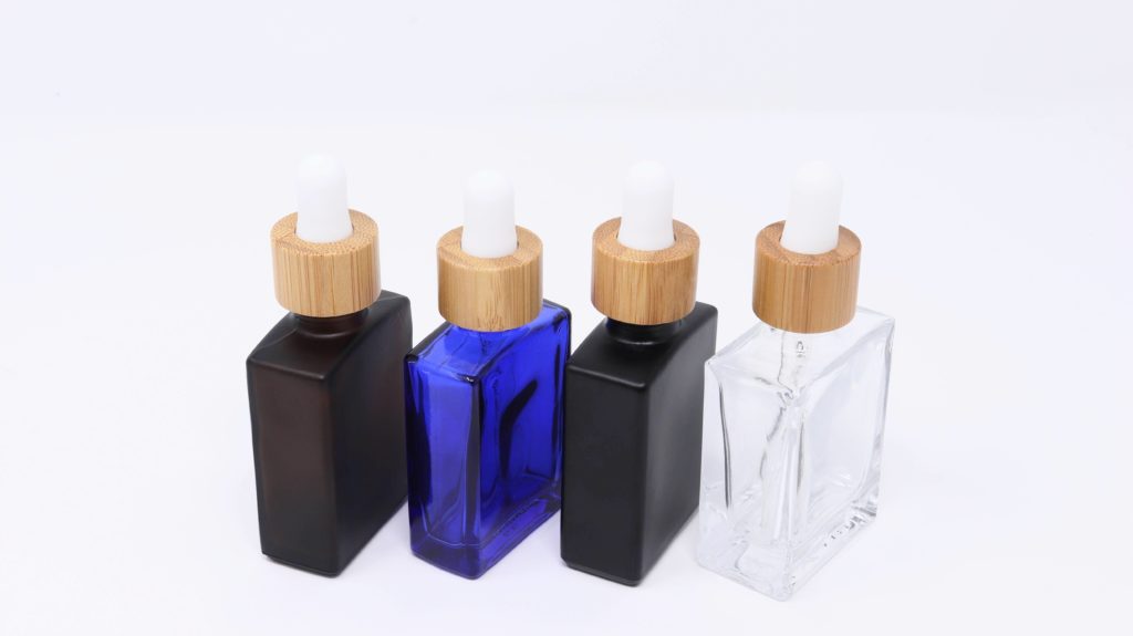 Rectangle Glass Bottles W/ Bamboo Glass Droppers - Hemkund