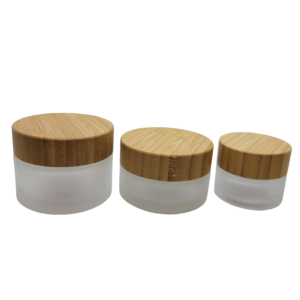 frosted glass jar with bamboo cap