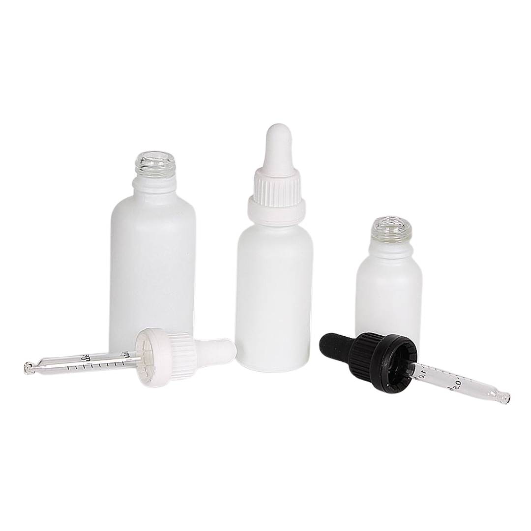 White frosted glass bottle with glass dropper - Hemkund